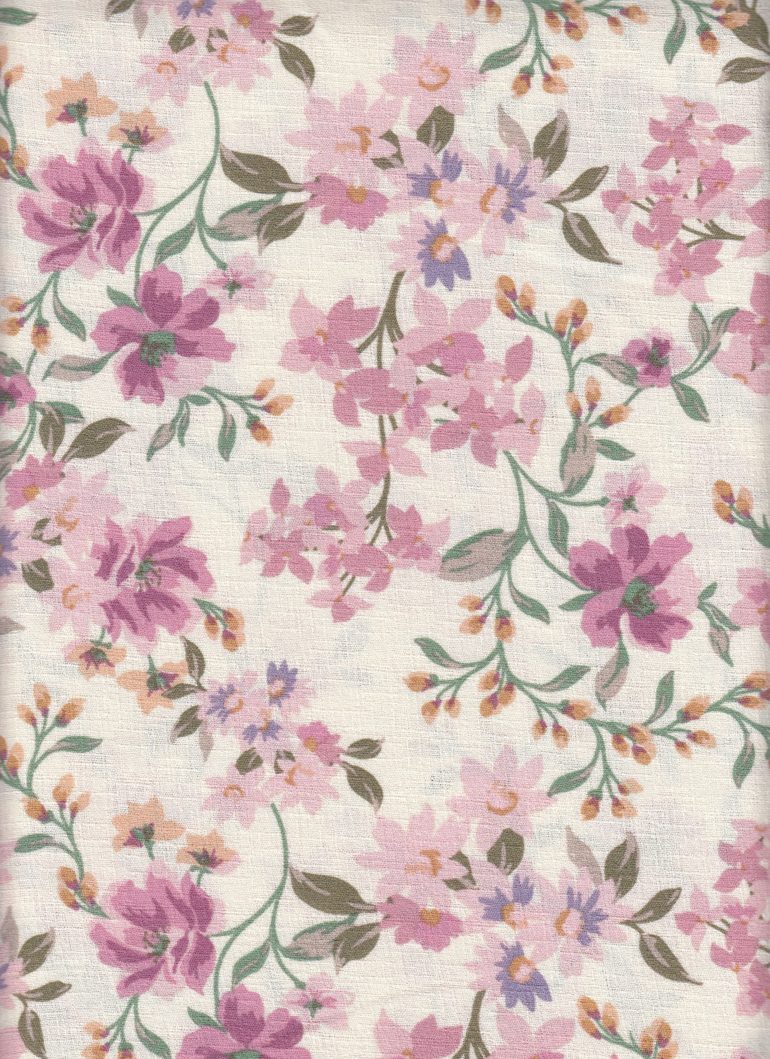 Cey Linen Printed Fabric - 100% Polyester - Small Flower Linen Look Woven for Dresses