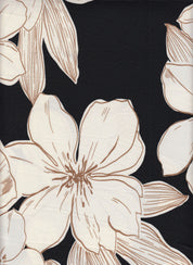 DTY Non-Brushed Big Flower & Big Leaf Fabric - 96% Polyester, 4% Spandex - Smooth Stretch Knit Flora 