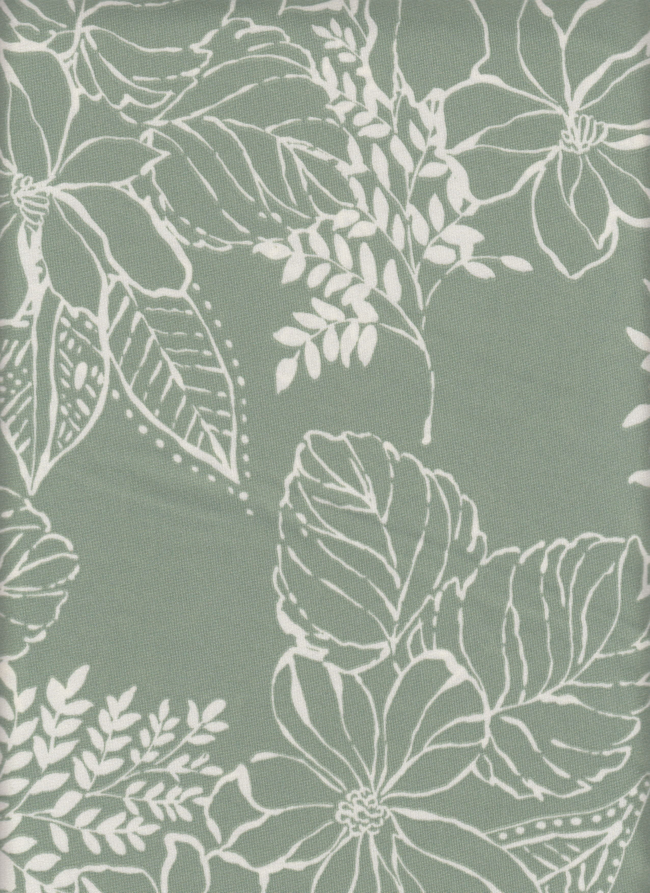 DTY Non-Brushed Big Flower & Big Leaf Fabric - 96% Polyester, 4% Spandex - Smooth Stretch Knit Flora 