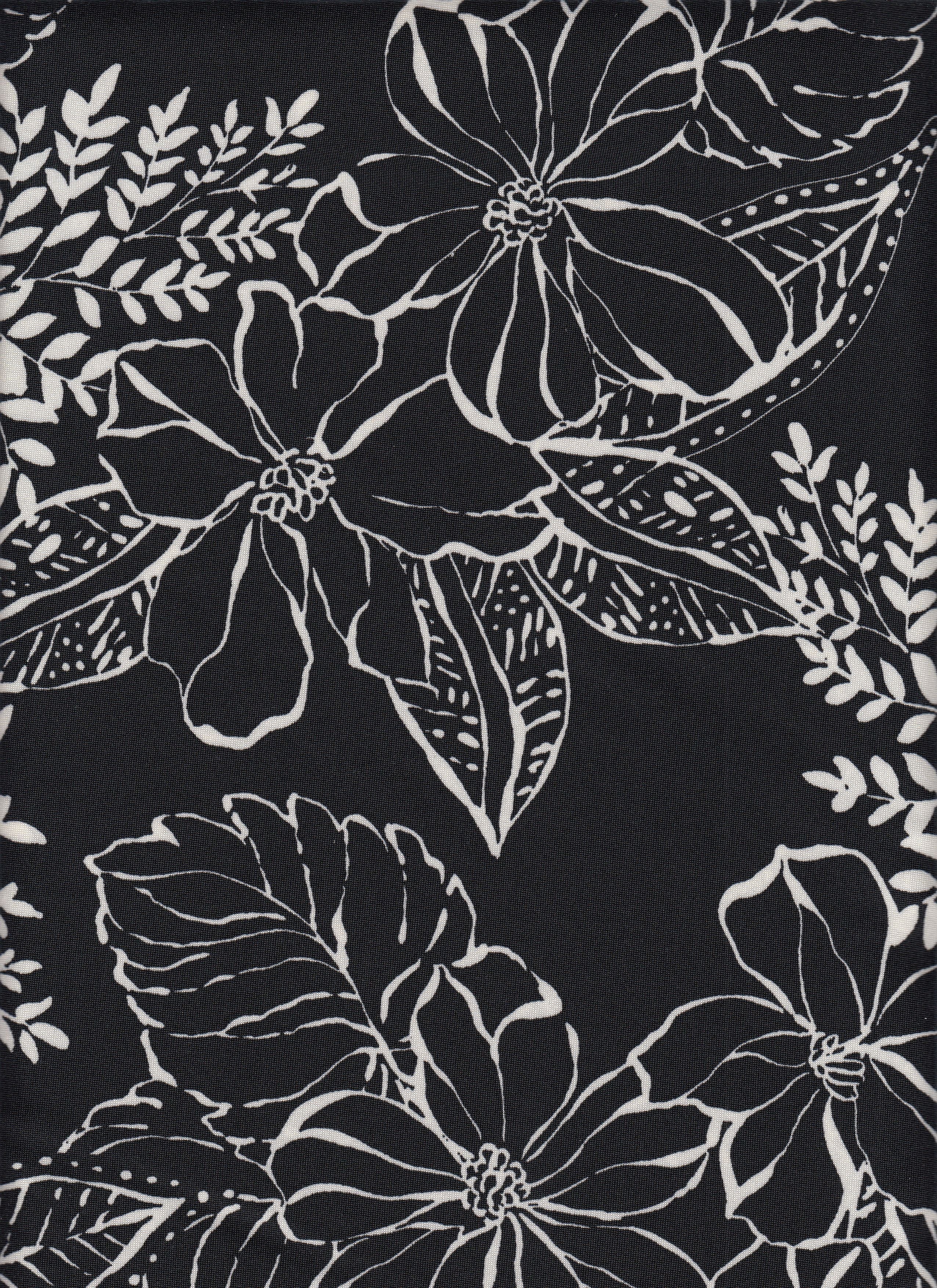 DTY Non-Brushed Big Flower & Big Leaf Fabric - 96% Polyester, 4% Spandex - Smooth Stretch Knit Flora 