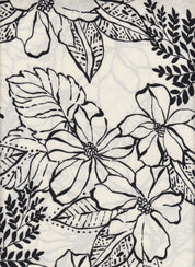DTY Non-Brushed Big Flower & Big Leaf Fabric - 96% Polyester, 4% Spandex - Smooth Stretch Knit Flora 