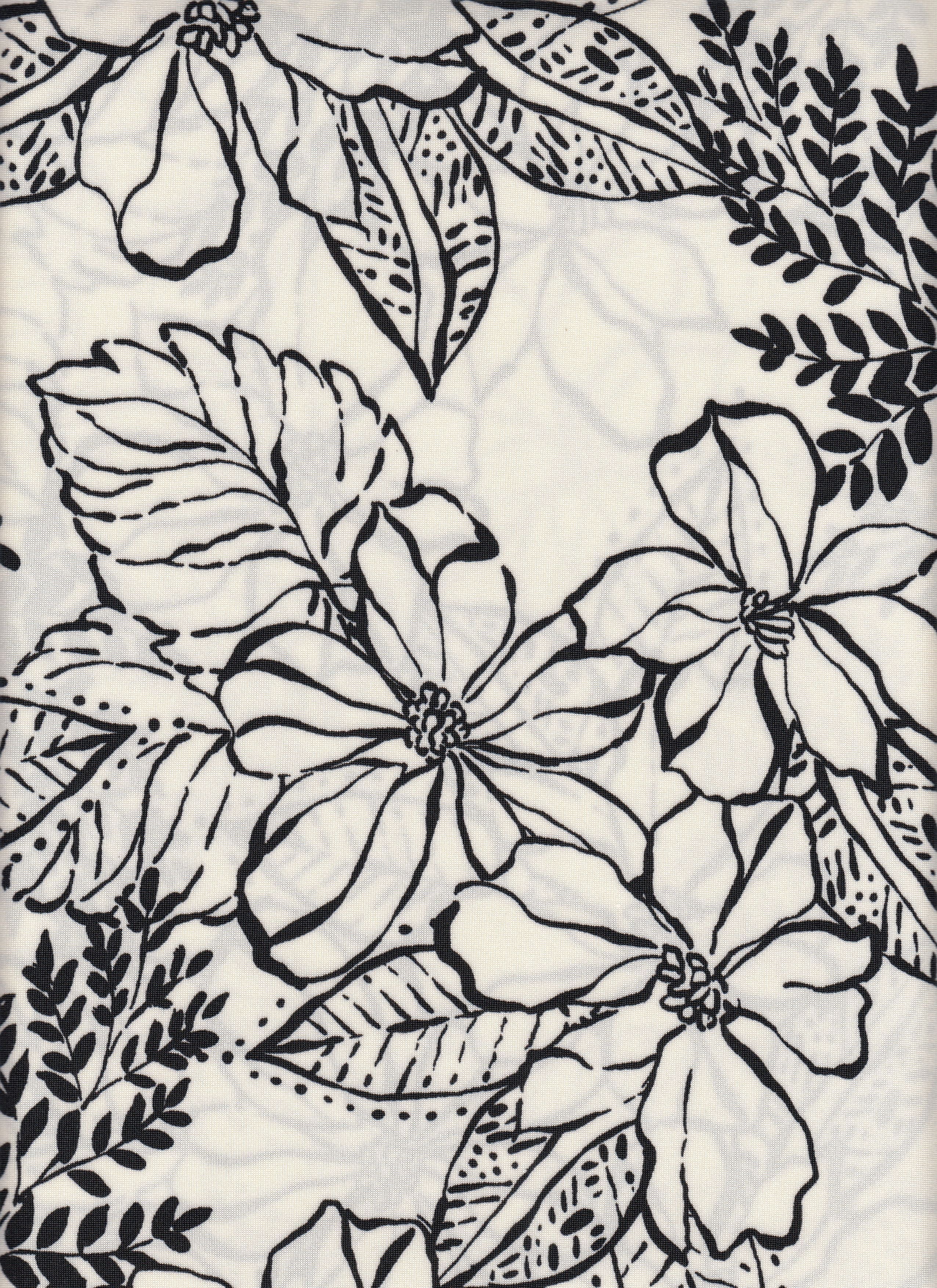 DTY Non-Brushed Big Flower & Big Leaf Fabric - 96% Polyester, 4% Spandex - Smooth Stretch Knit Flora 