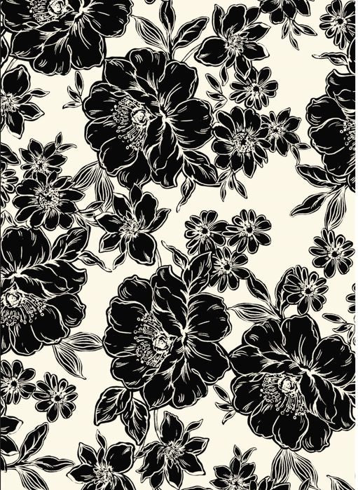 DTY Non-Brushed Floral Fabric - 96% Polyester, 4% Spandex - Smooth Stretch Knit With Big & Small Flo 