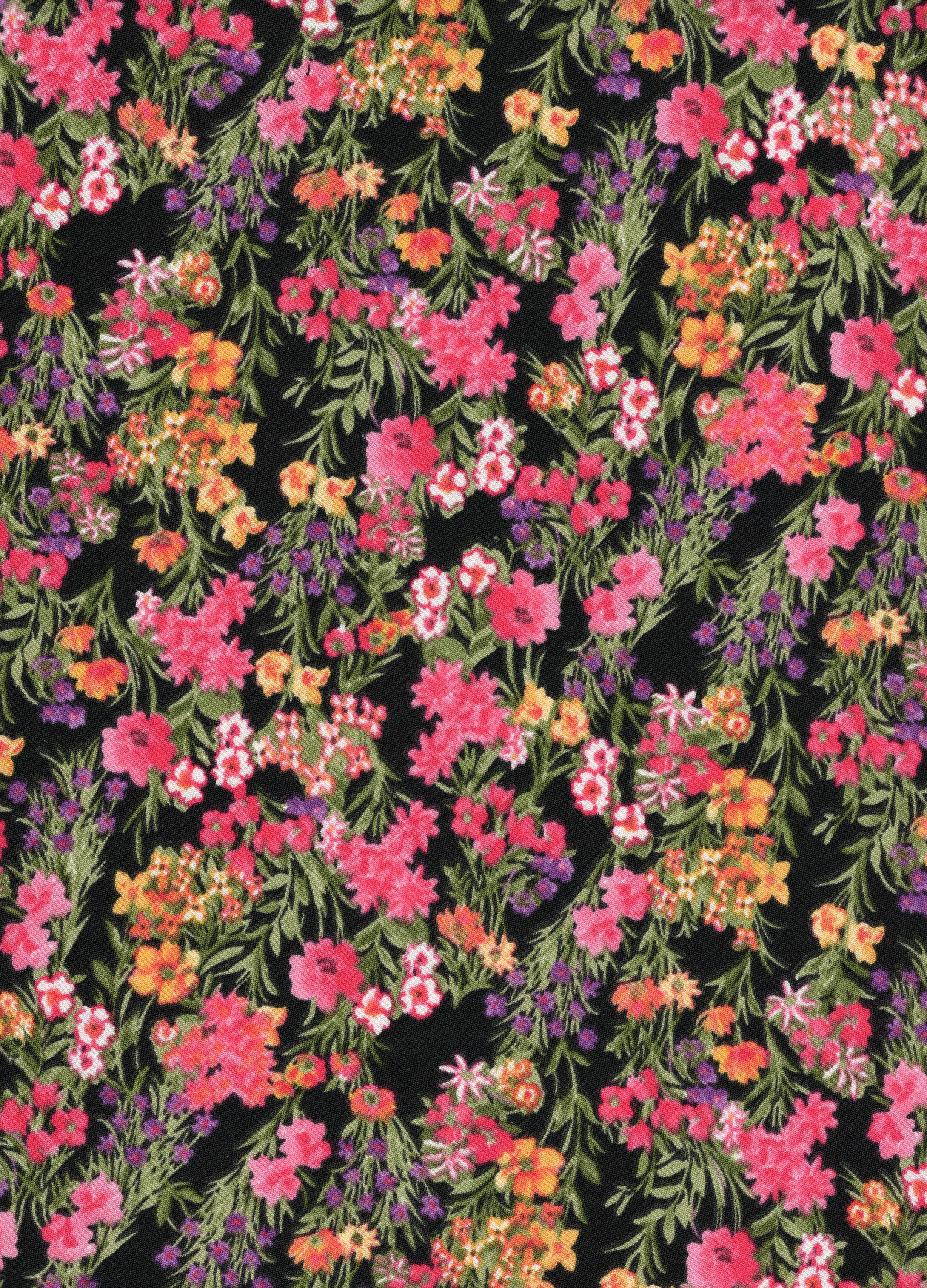 DTY Non Brushed Knit Fabric - 96% Polyester 4% Spandex - Small Floral Print Stretch Knit 