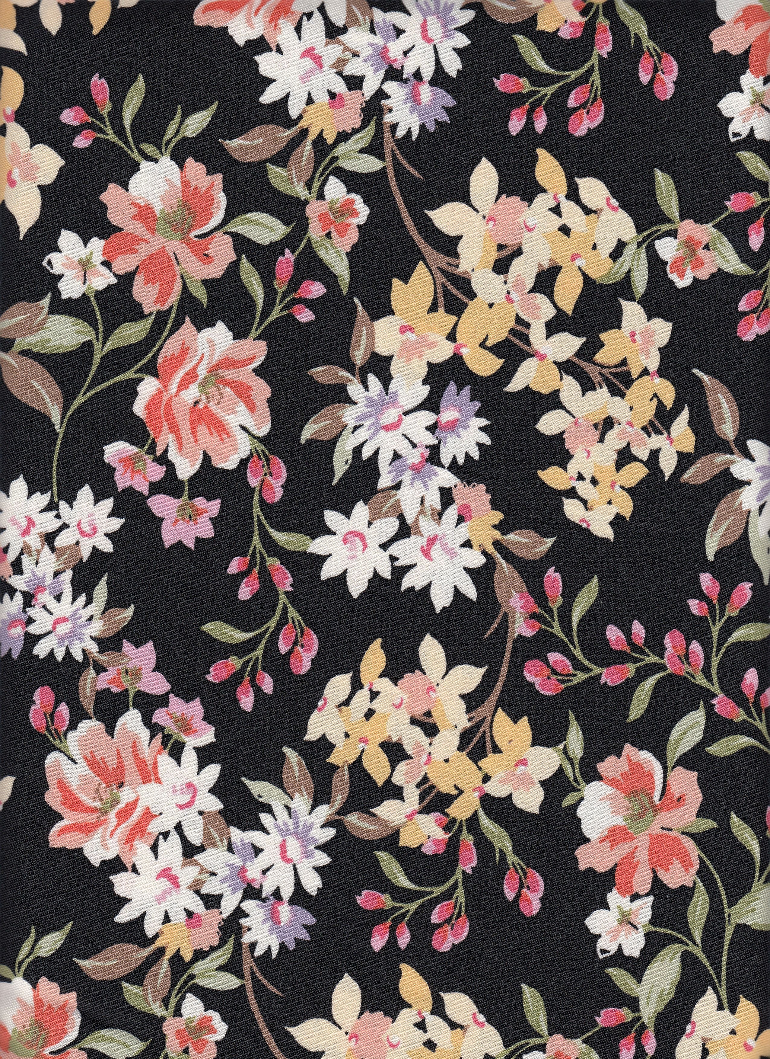 DTY Non Brushed Knit Fabric - 96% Polyester 4% Spandex - Small Flower Print Stretch Knit 