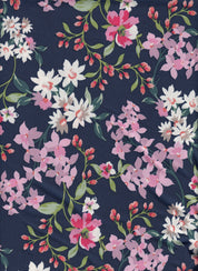 DTY Non Brushed Knit Fabric - 96% Polyester 4% Spandex - Small Flower Print Stretch Knit 