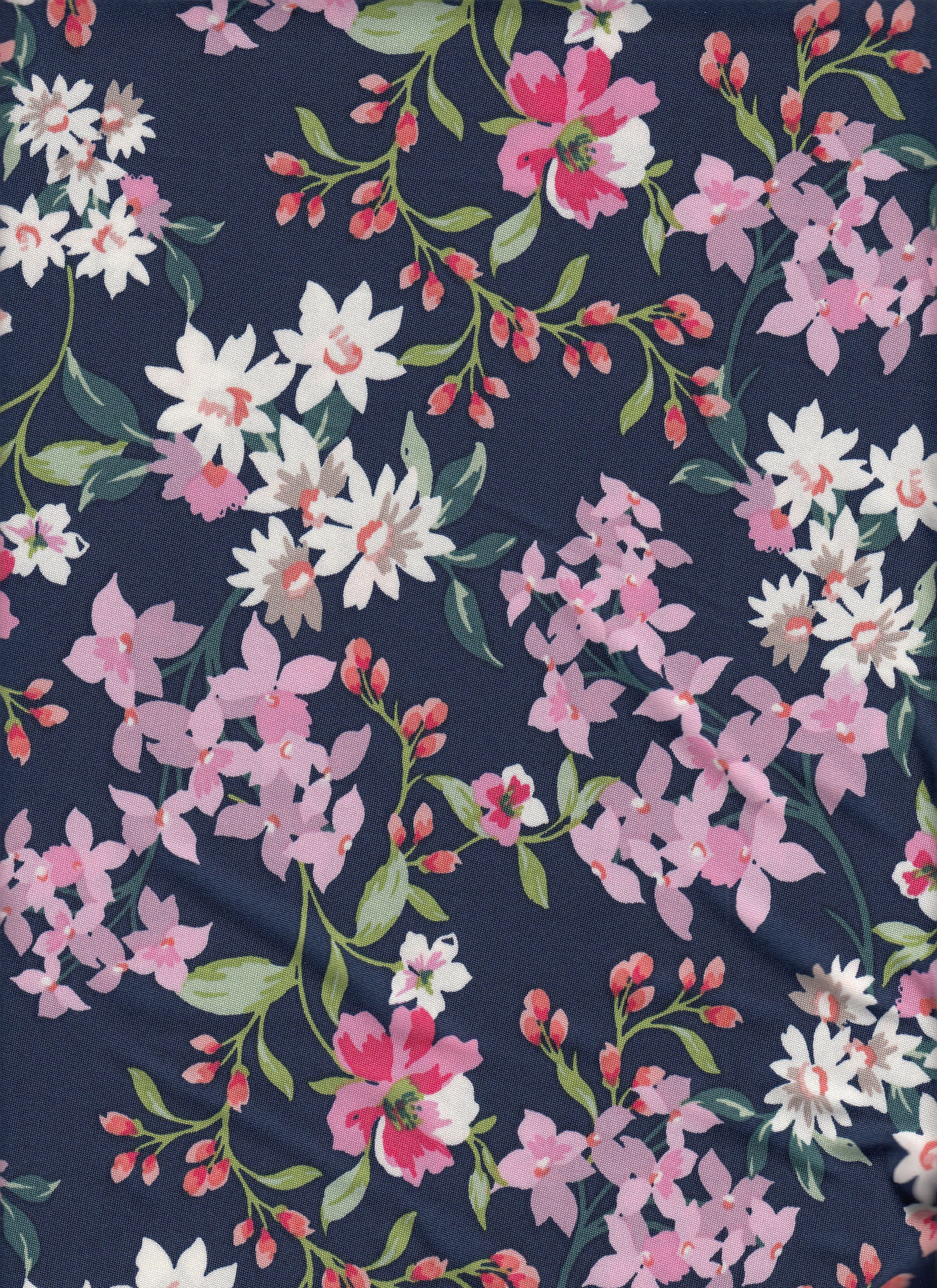 DTY Non Brushed Knit Fabric - 96% Polyester 4% Spandex - Small Flower Print Stretch Knit 