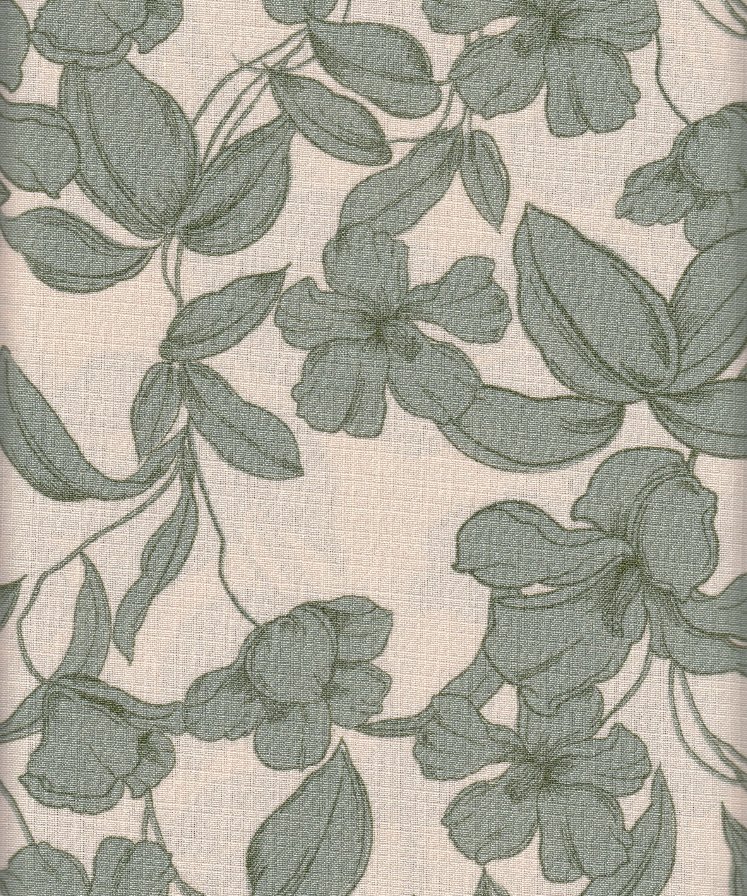 Eline Lino Big Flower Printed Fabric - 100% Polyester - Linen Look Lightweight Woven for Dresses 