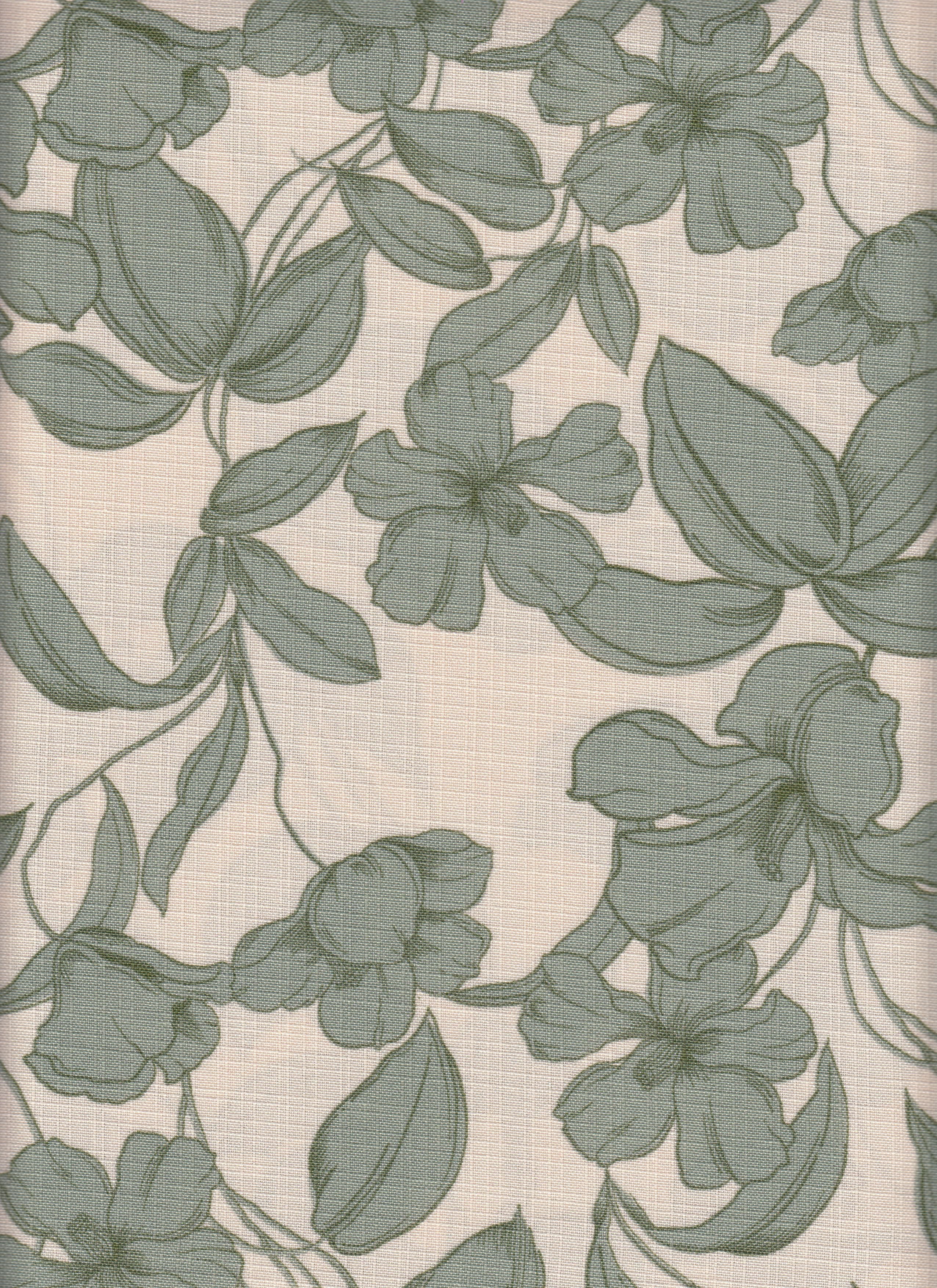 Eline Lino Big Flower Printed Fabric - 100% Polyester - Linen Look Lightweight Woven for Dresses 