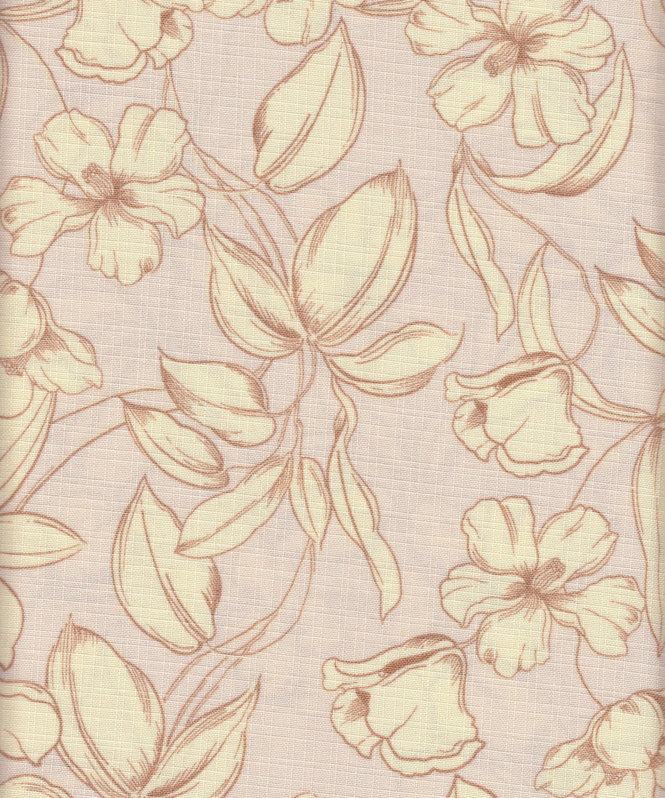 Eline Lino Big Flower Printed Fabric - 100% Polyester - Linen Look Lightweight Woven for Dresses 