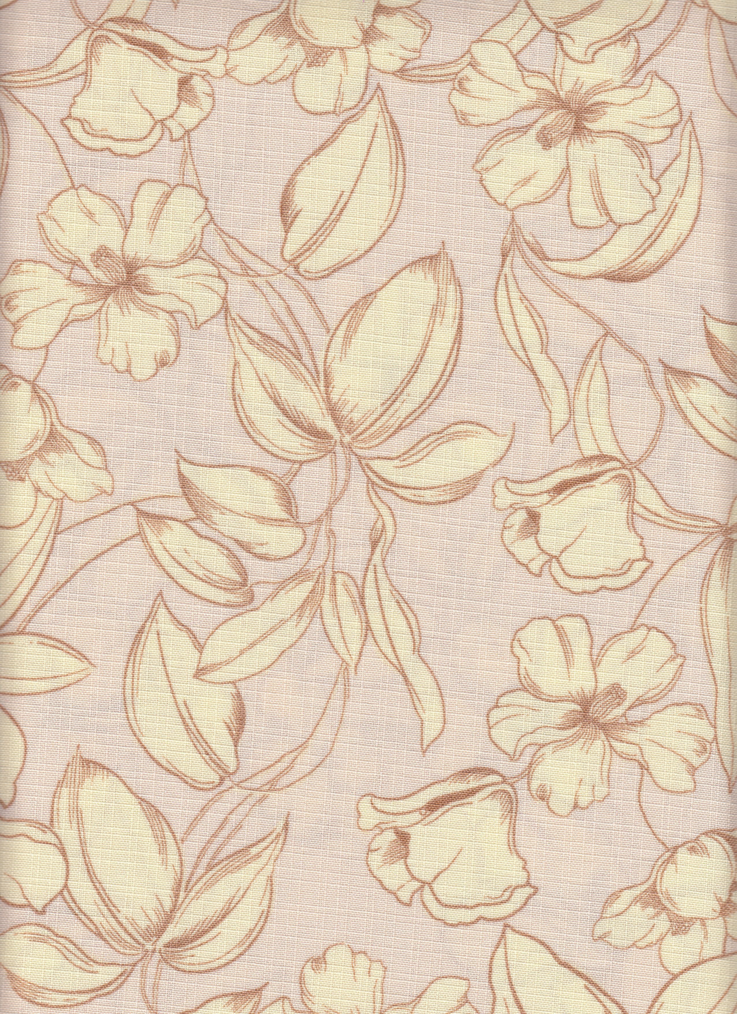 Eline Lino Big Flower Printed Fabric - 100% Polyester - Linen Look Lightweight Woven for Dresses 