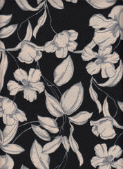 Eline Lino Big Flower Printed Fabric - 100% Polyester - Linen Look Lightweight Woven for Dresses 