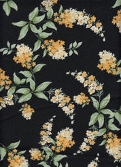 Eline Lino Small Flower Printed Fabric - 100% Polyester - Linen Look Lightweight Woven for Dresses 