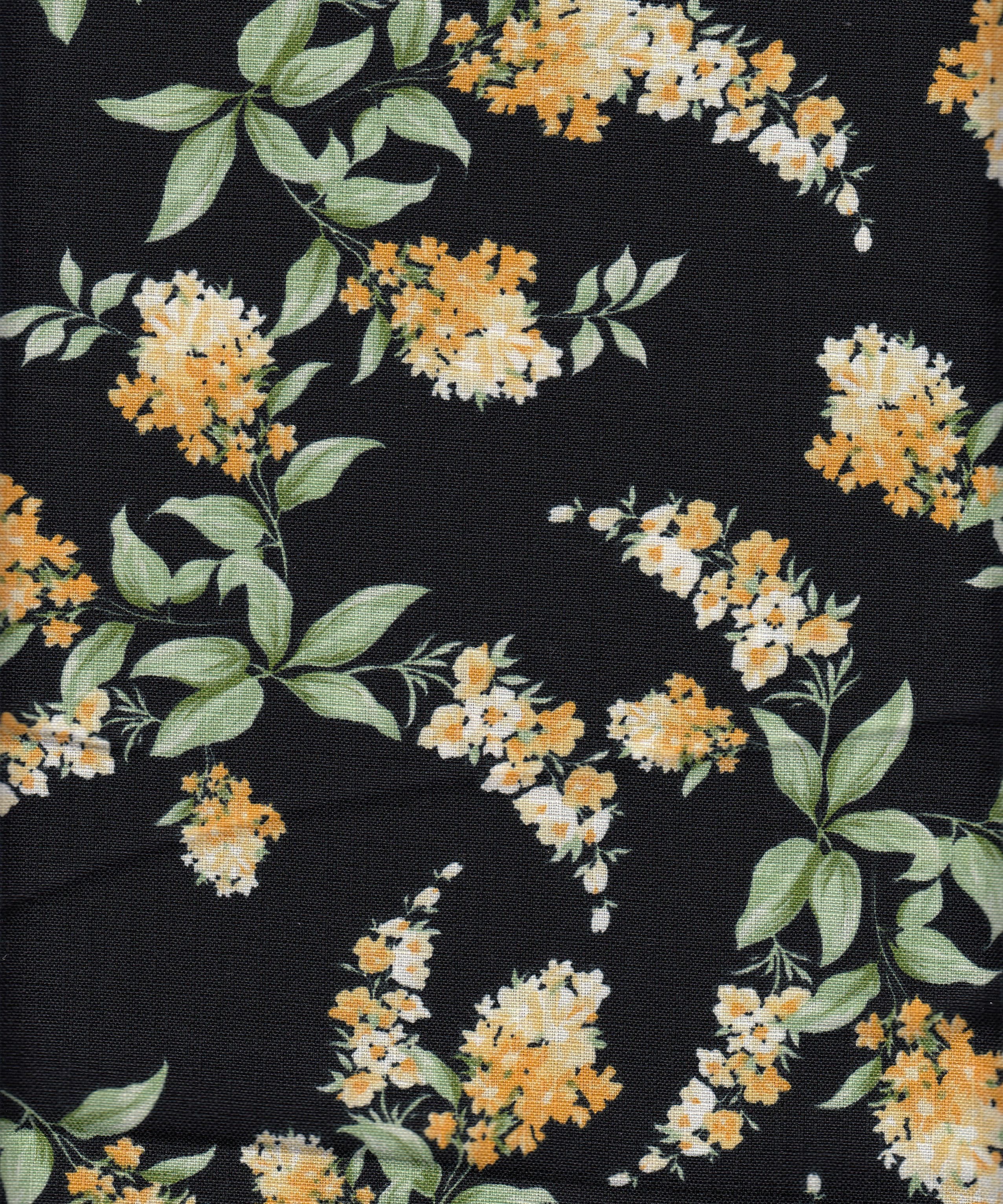 Eline Lino Small Flower Printed Fabric - 100% Polyester - Linen Look Lightweight Woven for Dresses 