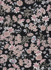 Eline Lino Small Flower Printed Fabric - 100% Polyester - Linen Look Lightweight Woven for Dresses 