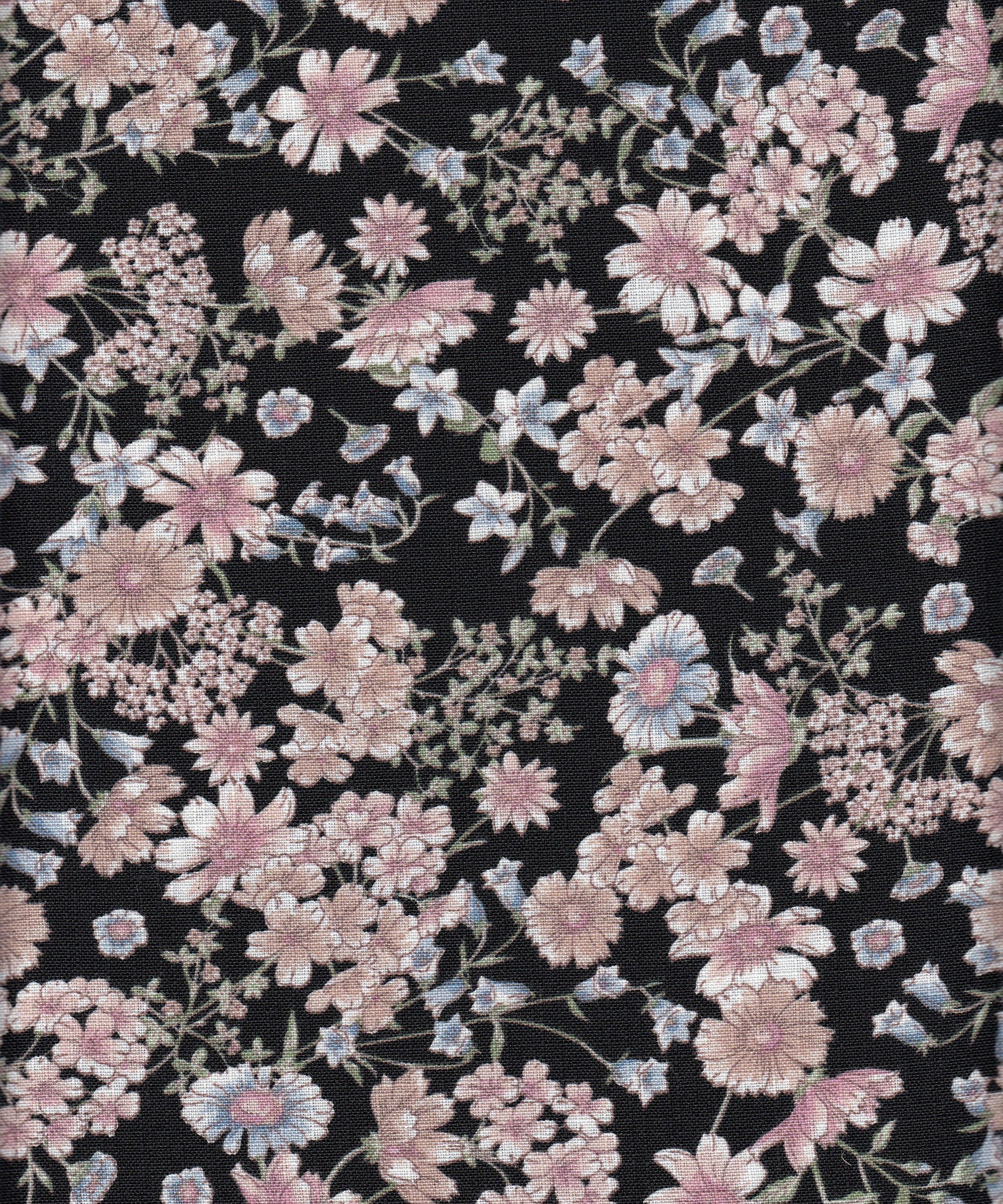 Eline Lino Small Flower Printed Fabric - 100% Polyester - Linen Look Lightweight Woven for Dresses 