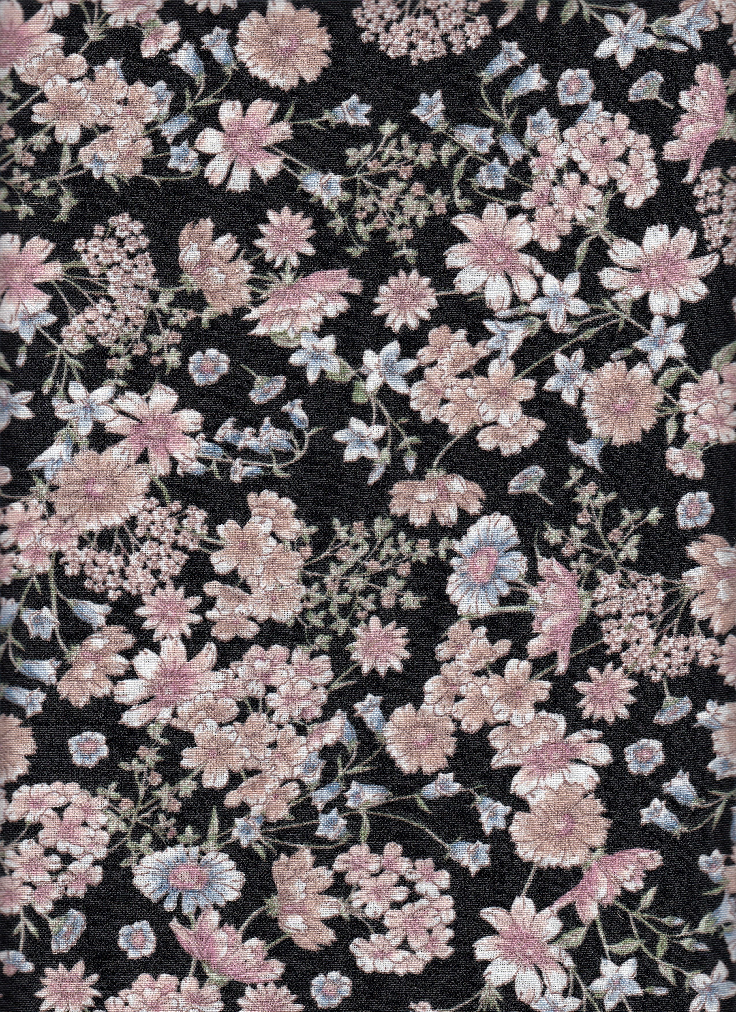 Eline Lino Small Flower Printed Fabric - 100% Polyester - Linen Look Lightweight Woven for Dresses 
