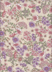 Eline Lino Small Flower Printed Fabric - 100% Polyester - Linen Look Lightweight Woven for Dresses 