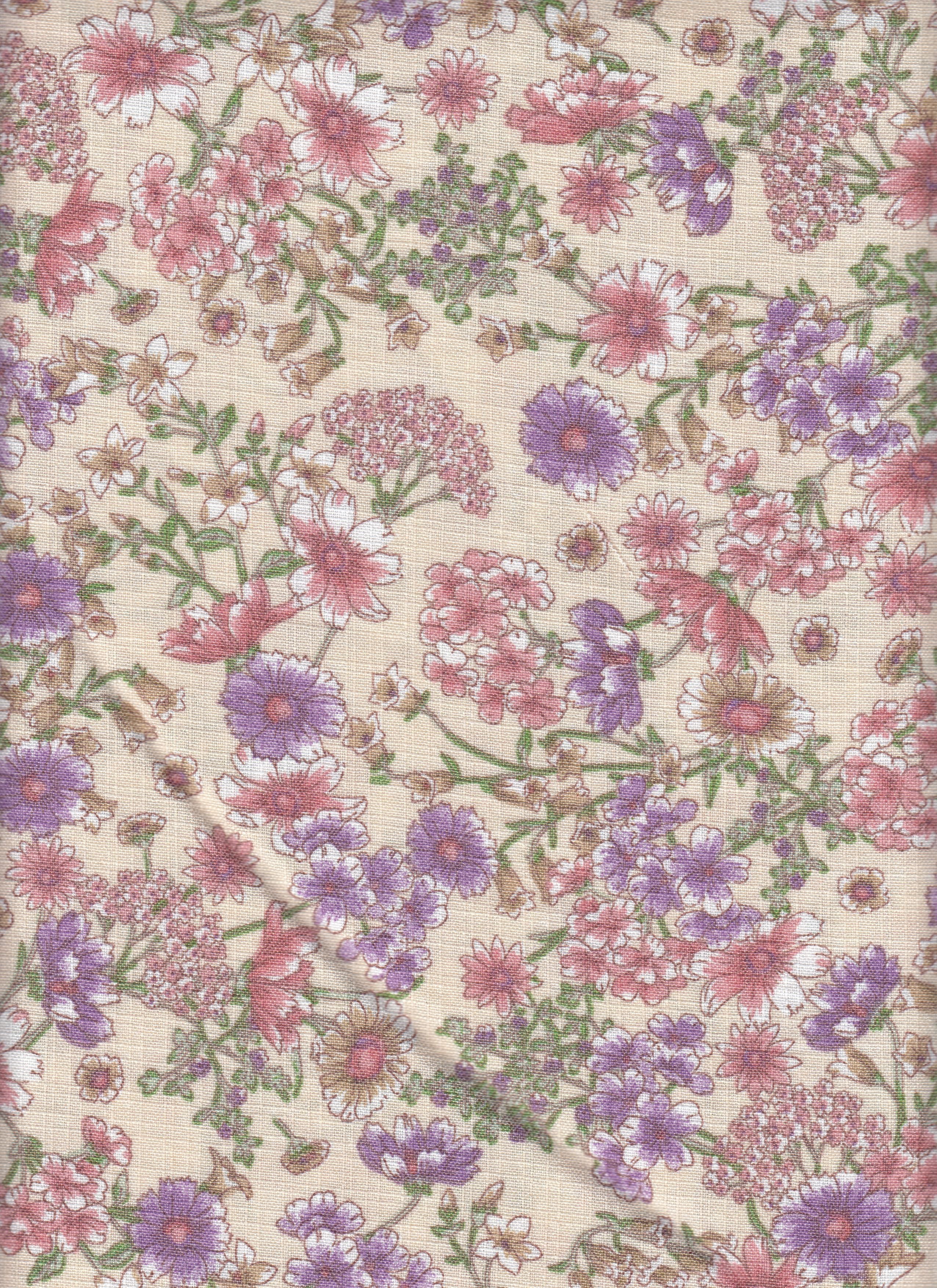 Eline Lino Small Flower Printed Fabric - 100% Polyester - Linen Look Lightweight Woven for Dresses 