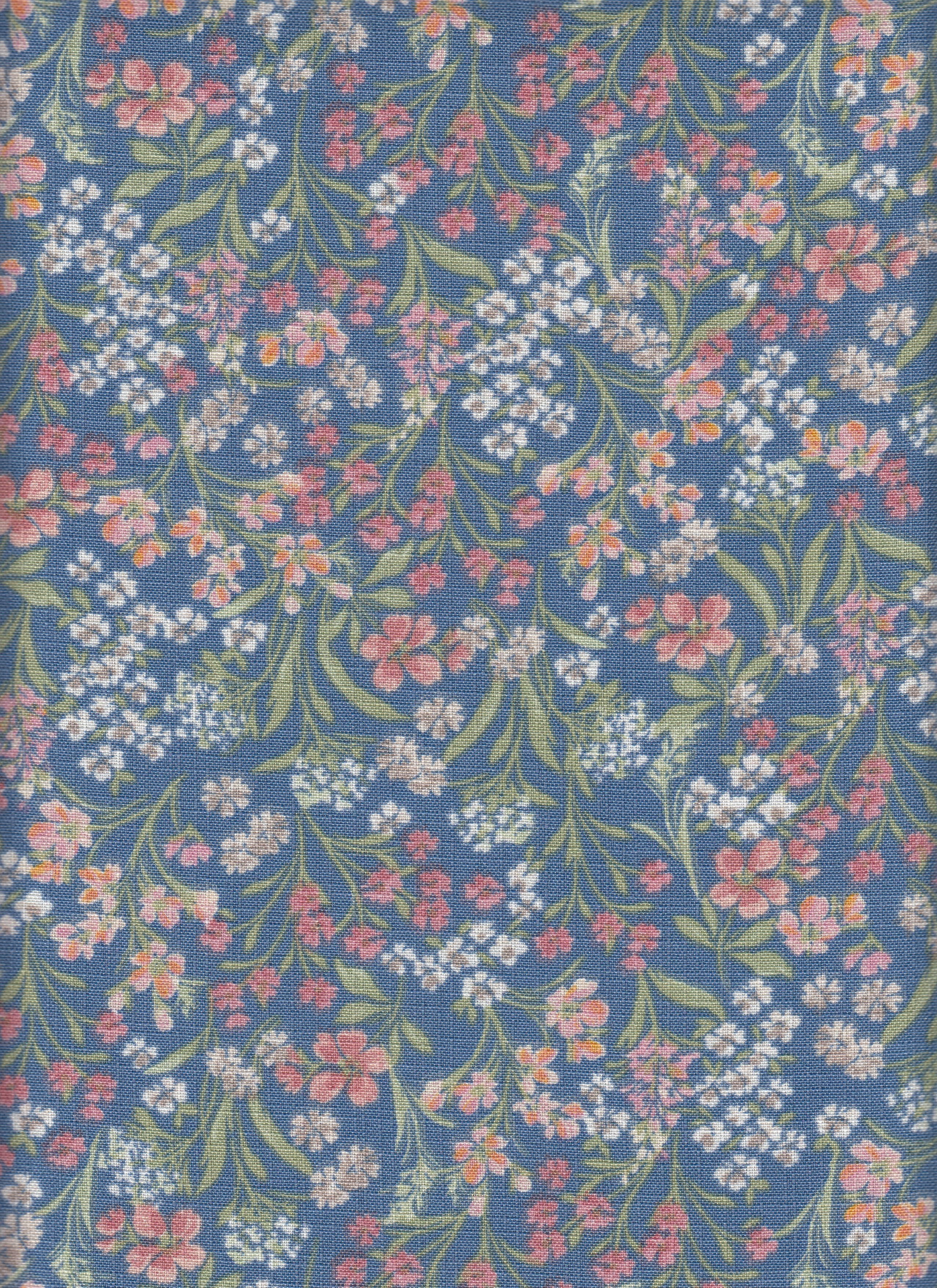 Eline Lino Small Flower Printed Fabric - 100% Polyester - Linen Look Lightweight Woven for Dresses 