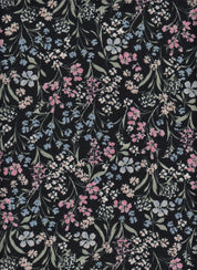 Eline Lino Small Flower Printed Fabric - 100% Polyester - Linen Look Lightweight Woven for Dresses 