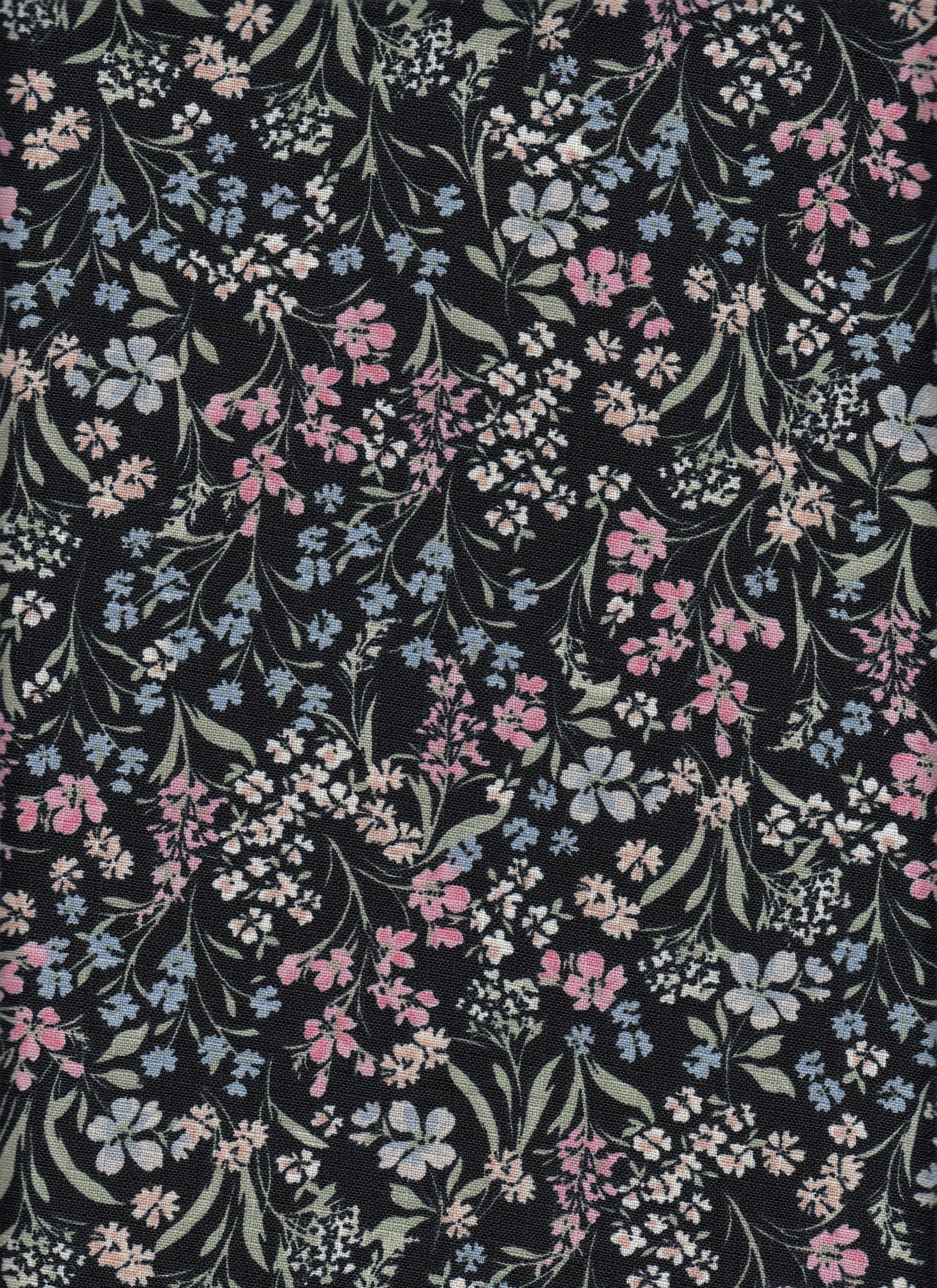 Eline Lino Small Flower Printed Fabric - 100% Polyester - Linen Look Lightweight Woven for Dresses 
