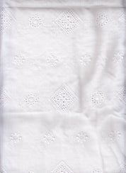 Embroidered Lawn Fabric - 100% Cotton - Lightweight Breathable Embroidered Woven for Dresses, Blouse