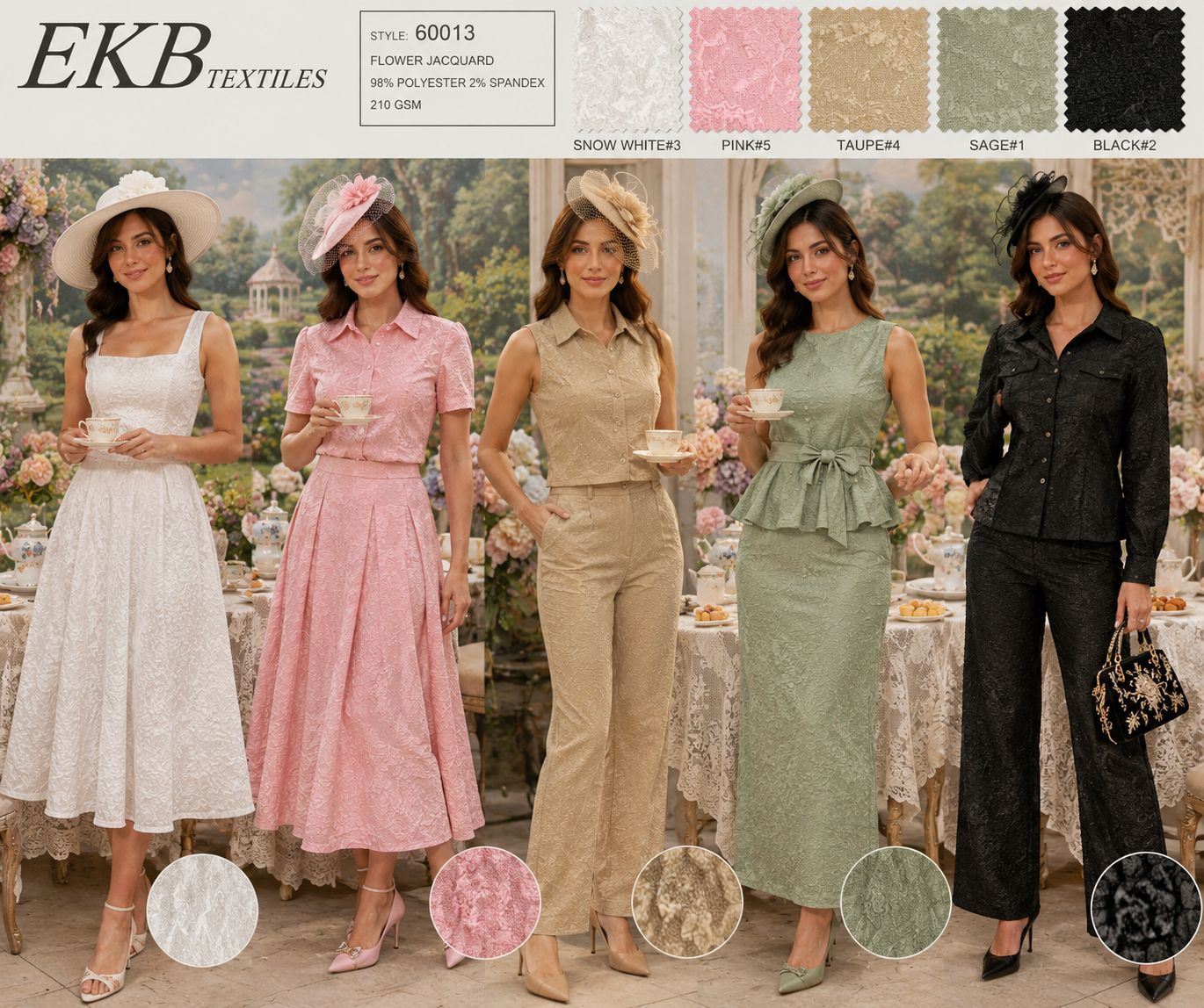 Flower Jacquard Solid Knit Fabric - Textured Stretch Knit for Dresses, Tops, Skirts