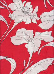 IW56510-14143 CORAL/WHITE#10 BIG FLOWER LEAF CORAL DRESS PANTS RAYON CHALLIS SHIRT SHORT SKIRT TOP WHITE WOVEN