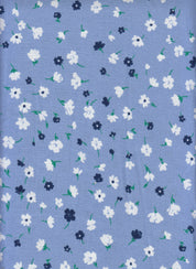 IW79015-14570 BLUE/OFFWHITE#6F BLUE BOTTOM CEY LINEN DRESS FLOWER LEAF LOOK PRINT OFF WHITE PANTS POLYESTER SHIRT SKIRT SMALL TOP WOVEN
