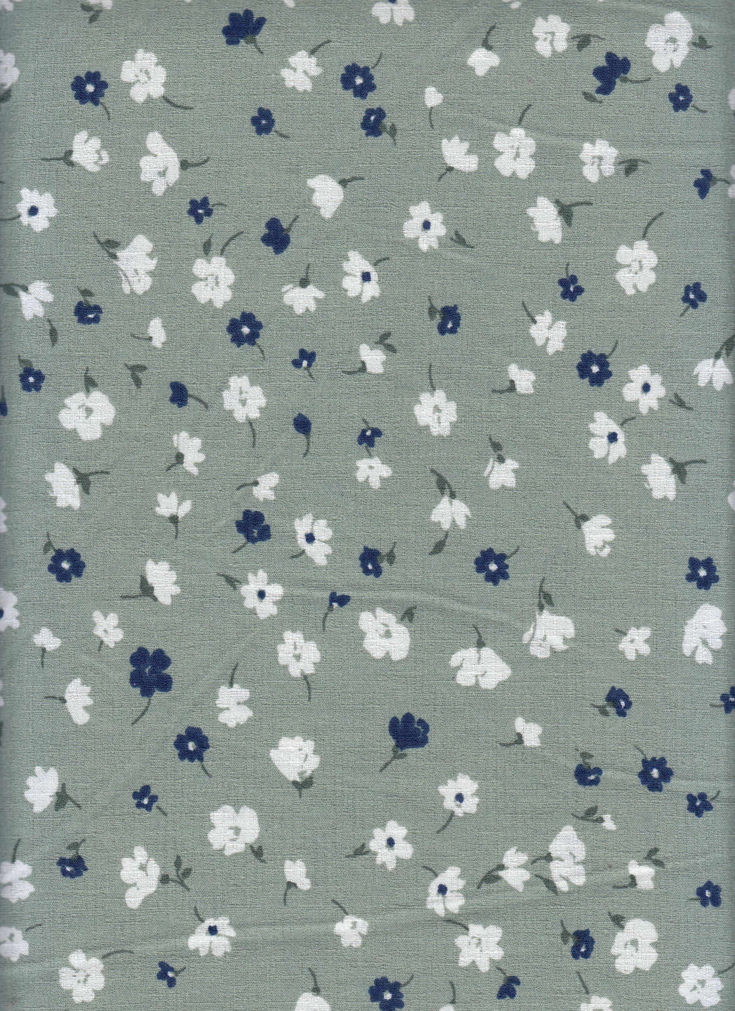 IW79015-14570 SAGE/OFFWHITE#4D BOTTOM CEY LINEN DRESS FLOWER GREEN LEAF LOOK PRINT OFF WHITE PANTS POLYESTER SAGE SHIRT SKIRT SMALL TOP WOVEN
