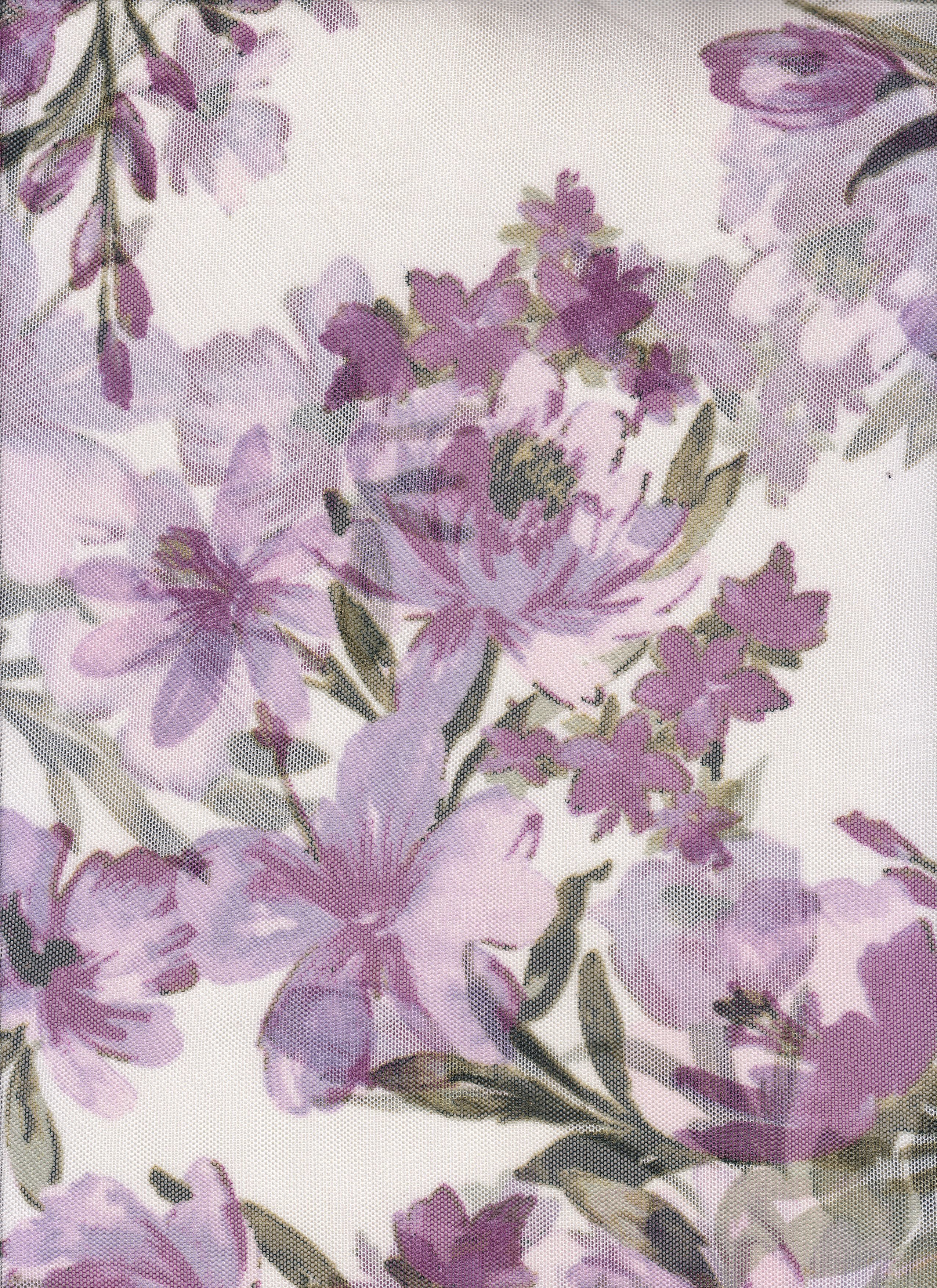 IW98600-14138 WHITE#2 BIG FLOWER DRESS LAVANDER LEAF LILAC LOUNGEWEAR MESH PRINTED POLYESTER POWER SHIRT SPANDEX SUBLIMATION SWIM WEAR TOP WHITE