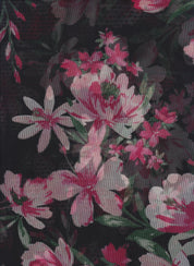 IW98600-14138 BLACK#1 BLACK DRESS FLOWER FUCHSIA LEAF LOUNGEWEAR MESH PRINTED POLYESTER POWER SHIRT SPANDEX SUBLIMATION SWIM WEAR TOP