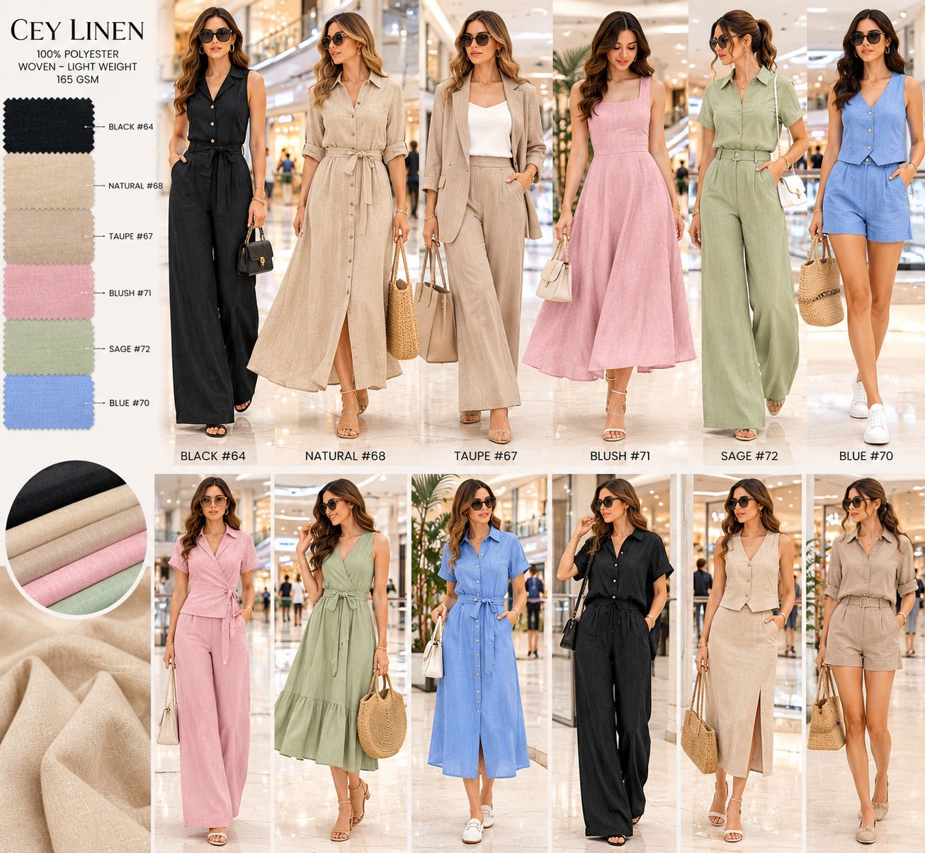 Linen Look Fabric - Classic Texture, Easy-Care Durability