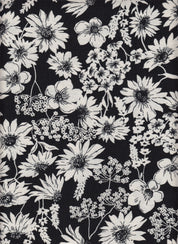 Marble Printed Daisy & Small Flower Fabric - 80% Rayon, 20% Nylon - Lightweight Woven With Floral D 