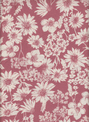 Marble Printed Daisy & Small Flower Fabric - 80% Rayon, 20% Nylon - Lightweight Woven With Floral D 