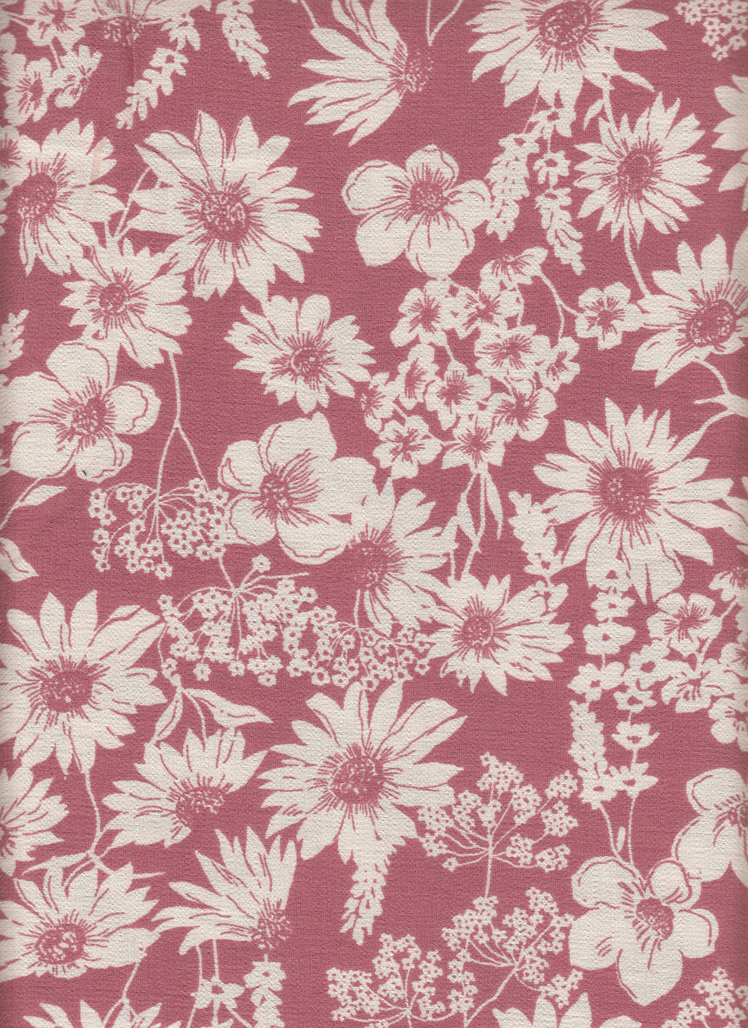 Marble Printed Daisy & Small Flower Fabric - 80% Rayon, 20% Nylon - Lightweight Woven With Floral D 