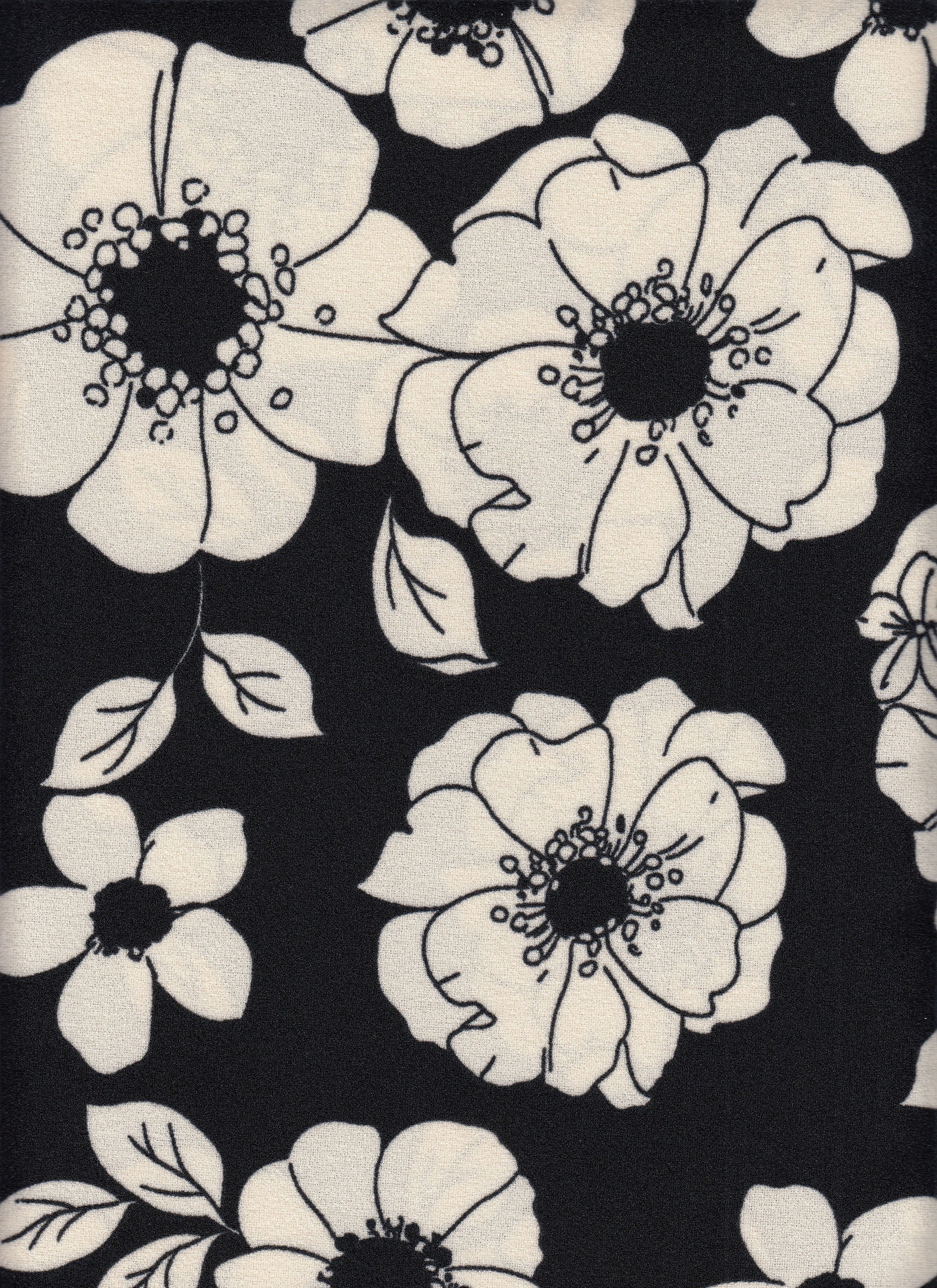 Techno Crepe Big Flower Printed Fabric - 97% Polyester 3% Spandex - Soft Stretch Woven for Dresses
