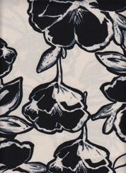 Techno Crepe Fabric - 97% Polyester 3% Spandex - Big Flower Print Stretch Woven Fabric 