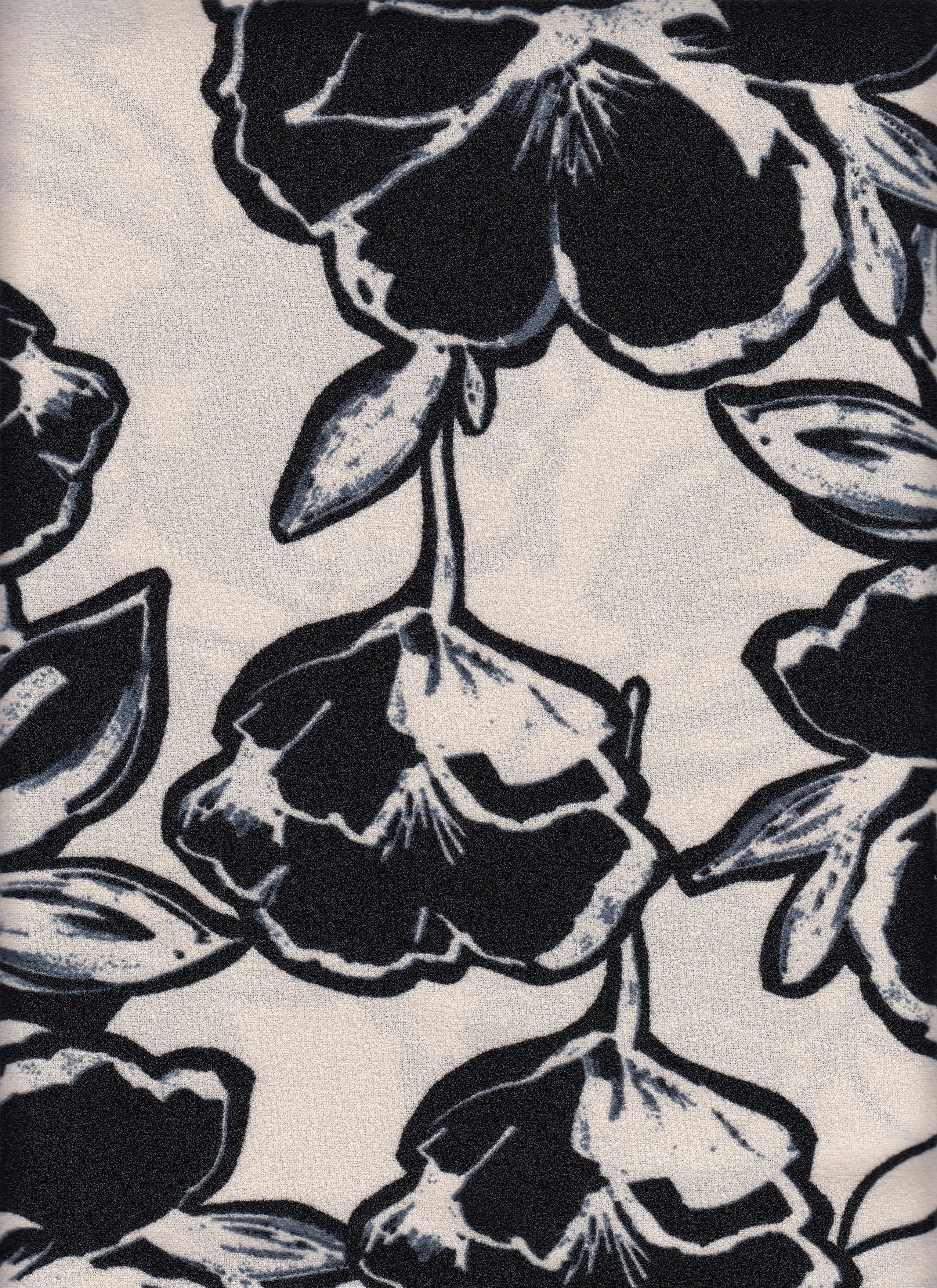 Techno Crepe Fabric - 97% Polyester 3% Spandex - Big Flower Print Stretch Woven Fabric 
