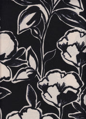 Techno Crepe Fabric - 97% Polyester 3% Spandex - Big Flower Print Stretch Woven Fabric 