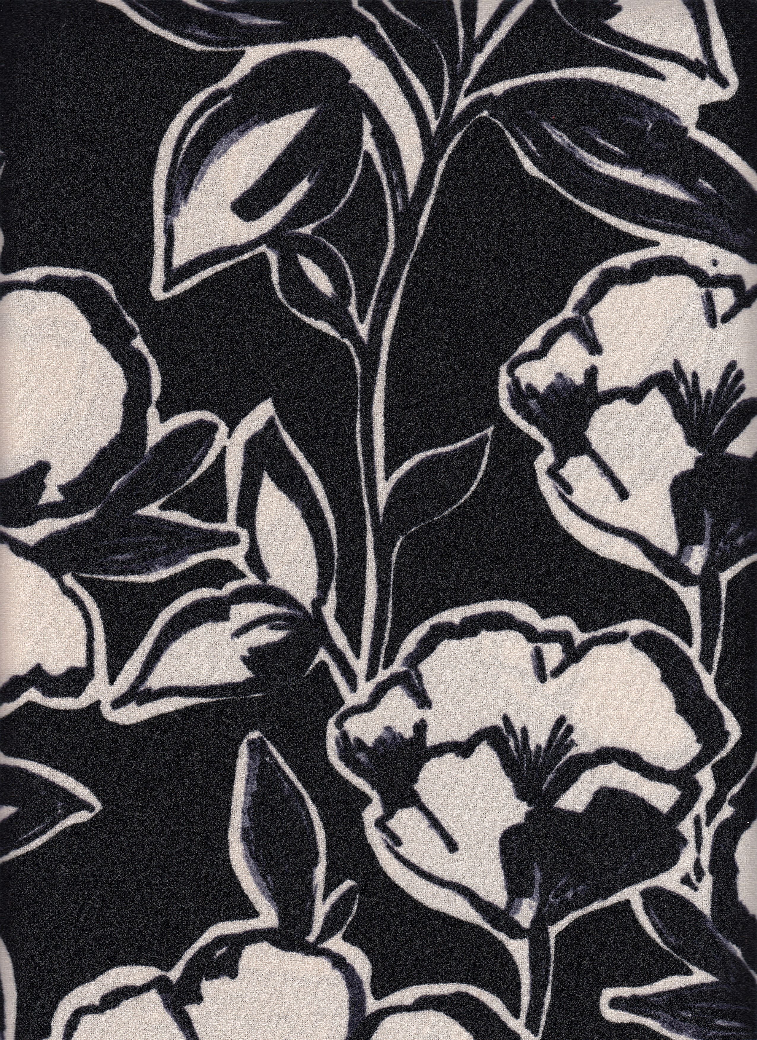 Techno Crepe Fabric - 97% Polyester 3% Spandex - Big Flower Print Stretch Woven Fabric 
