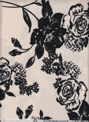 Techno Crepe Knit Fabric - 97% Polyester 3% Spandex - Rose Floral Print Stretch Knit 