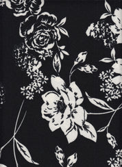 Techno Crepe Knit Fabric - 97% Polyester 3% Spandex - Rose Floral Print Stretch Knit 