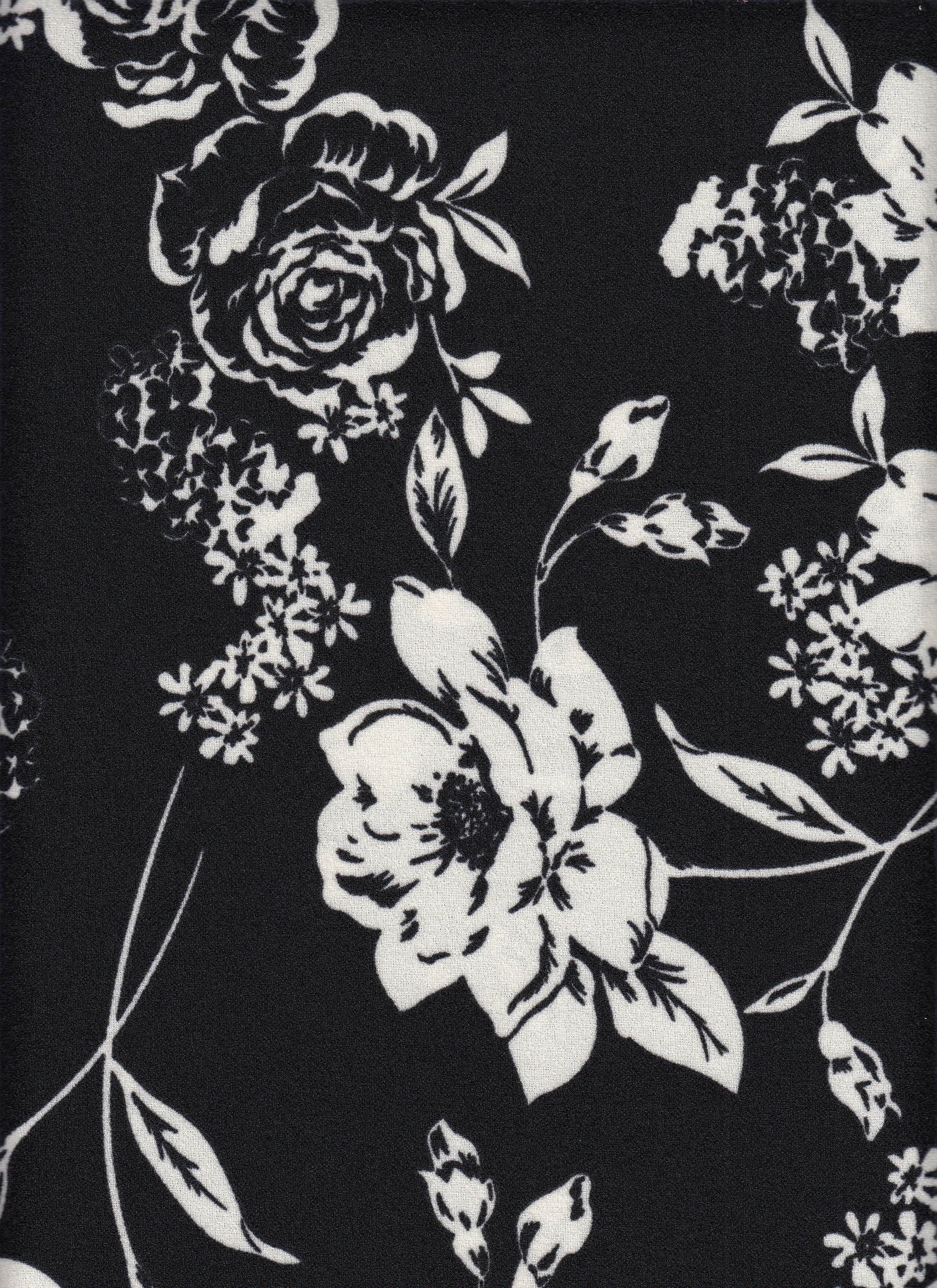 Techno Crepe Knit Fabric - 97% Polyester 3% Spandex - Rose Floral Print Stretch Knit 