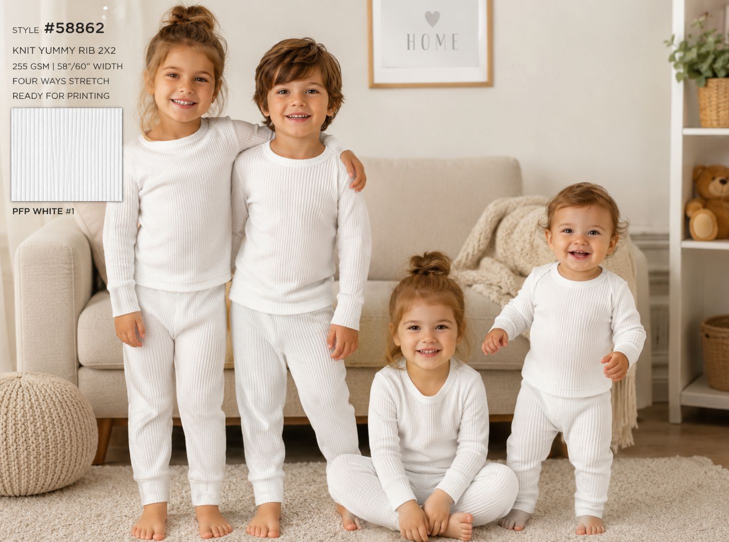 Yummy Rib Solid Fabric - 95% Polyester 5% Spandex - Soft Stretch Knit 255 GSM